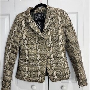 Anorak Snakeskin Quilted Jacket Women's XS Green Long Sleeve Cozy 100% Polyester